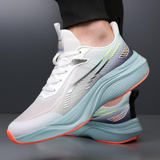 2025 New Arrival Men'S White & Red Sneakers - Breathable Mesh, Soft Bottom, Casual Sports Shoes for Running & Daily Wear, Casual Athletic Shoes | Modern Casual Shoes | Breathable Upper, Running Shoes