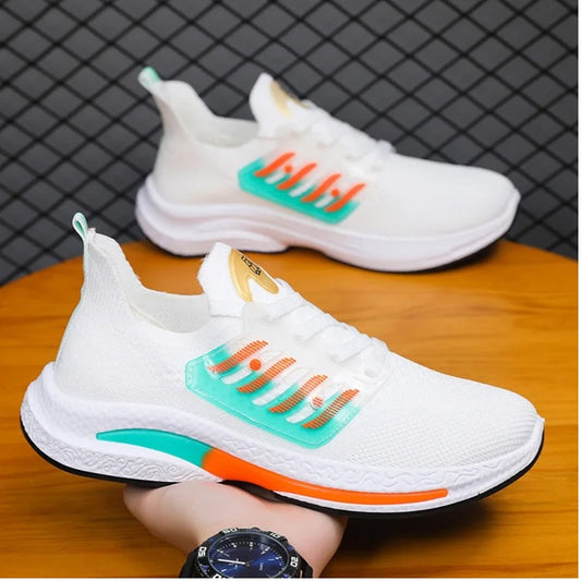 Breathable Mesh Men’s Running Shoes - Lightweight Low-Top Sneakers with Blue & Neon Green Accents, Comfortable Casual Sneakers for Daily Wear, Running, and Active Lifestyles, Daily Wear Shoes | Energetic Style Sneakers | Comfortable Fit