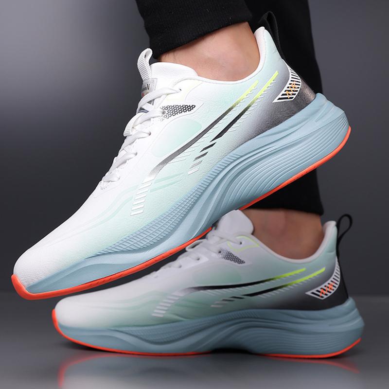 2025 New Arrival Men'S White & Red Sneakers - Breathable Mesh, Soft Bottom, Casual Sports Shoes for Running & Daily Wear, Casual Athletic Shoes | Modern Casual Shoes | Breathable Upper, Running Shoes